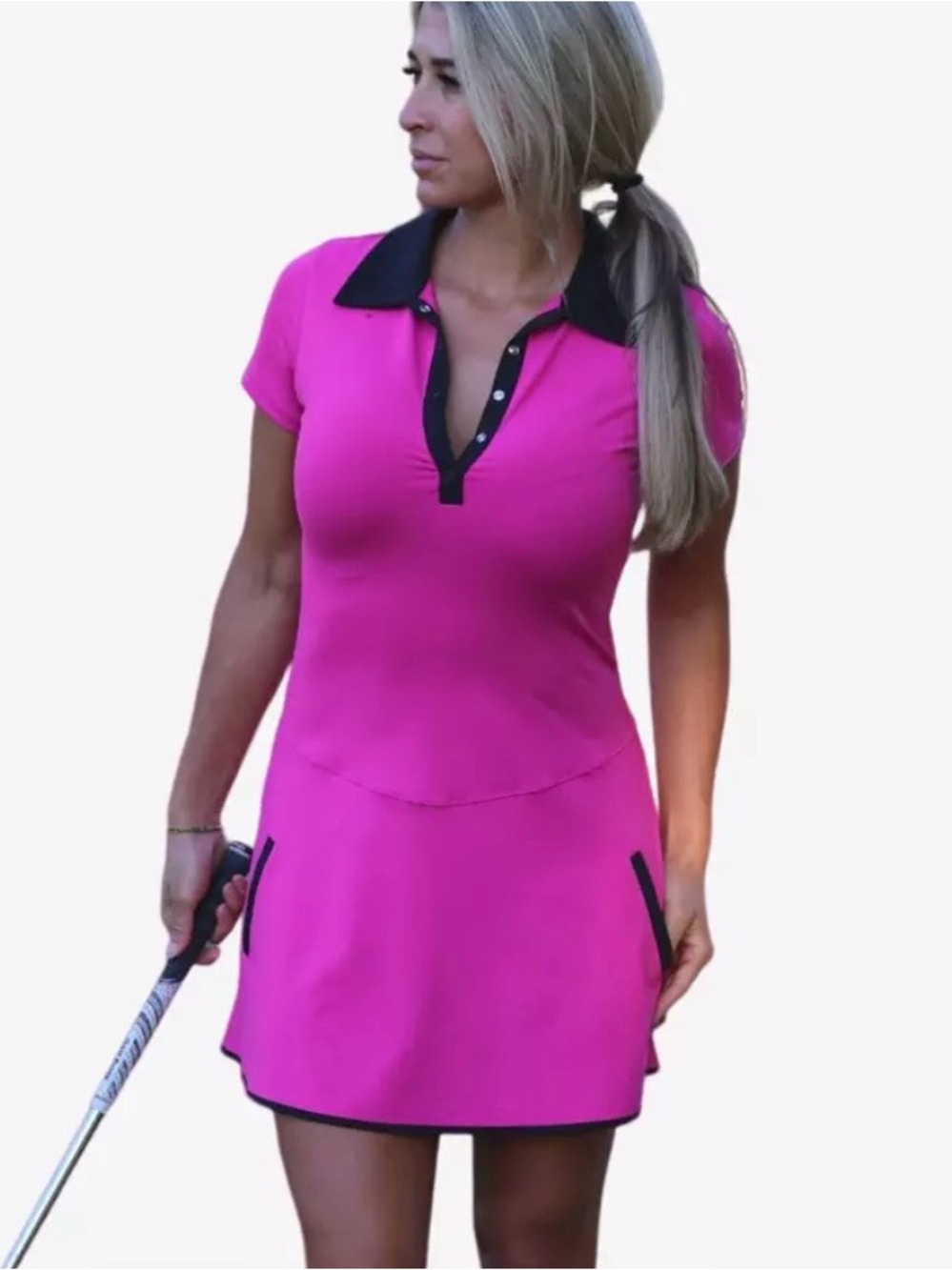 Olaya Sport Golf Dress Polo Pink Black Small Tall